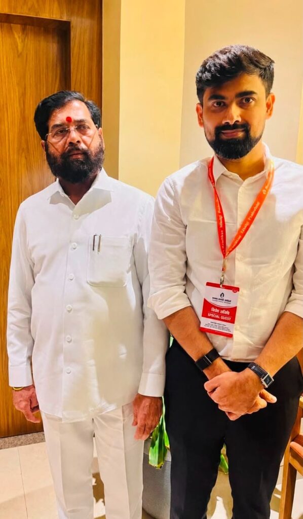 Vivek Surve with Maharashtra Deputy Chief Minister Eknath Shinde.